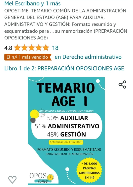 LIbro AGE más vendido Temario OposTime II