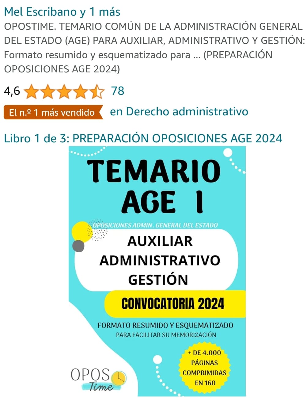 LIbro AGE más vendido Temario OposTime II
